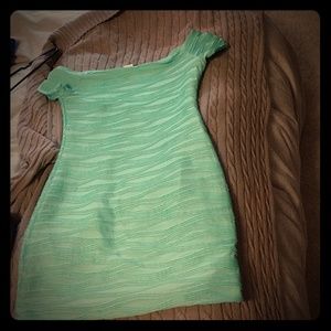 Off the shoulder turquoise dress